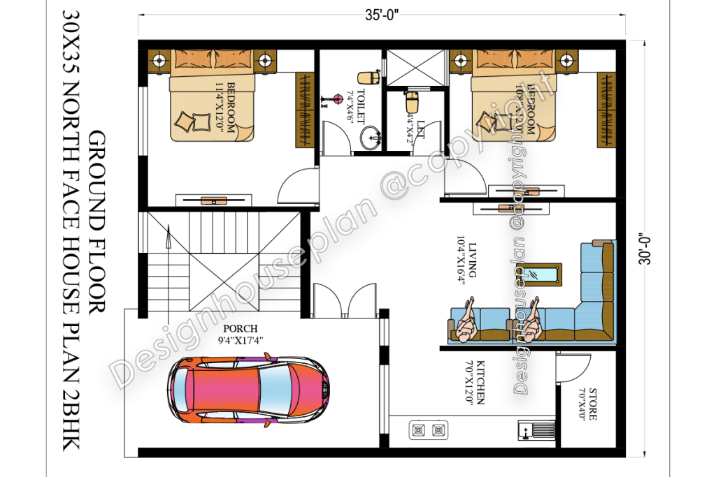 30x35 house plan 2bhk