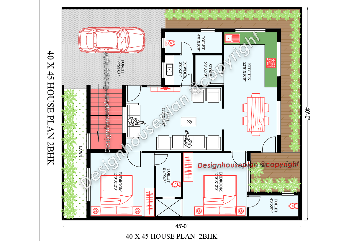 40x45 affordable house design