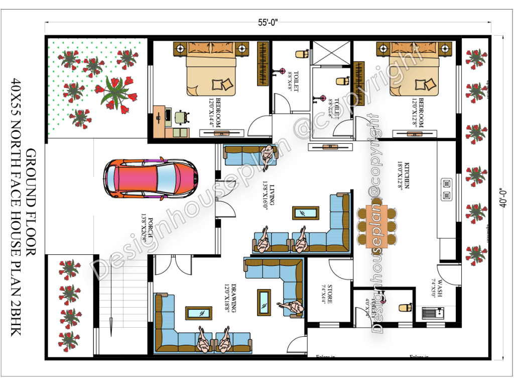 40 x 55 house plan Vastu
