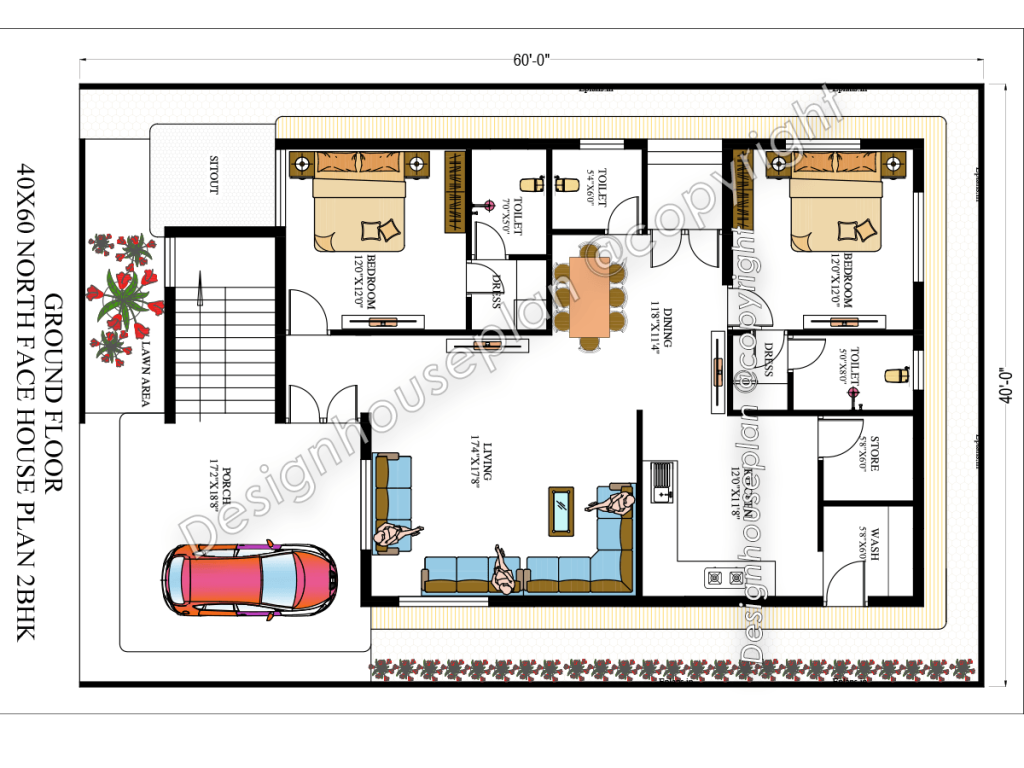 40 x 60 house plan Vastu