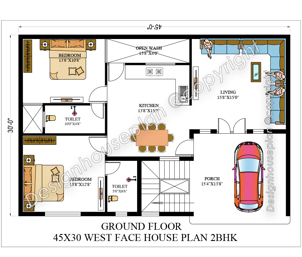 45x30 affordable house design