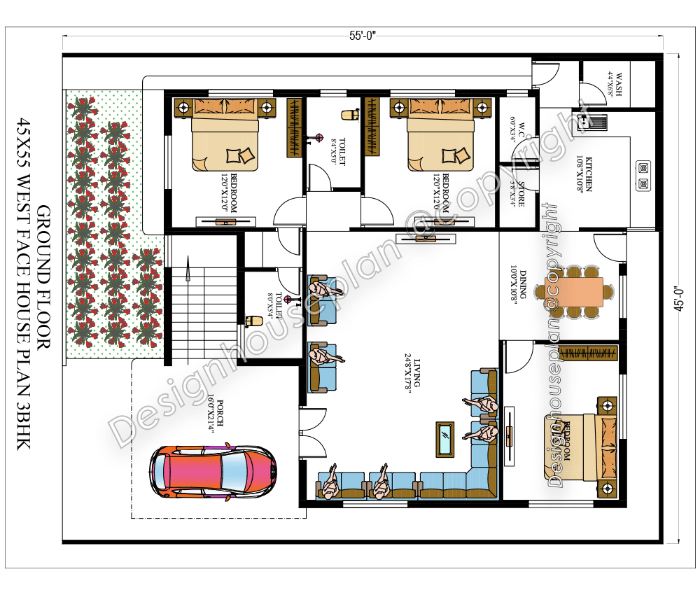 45x55 affordable house design