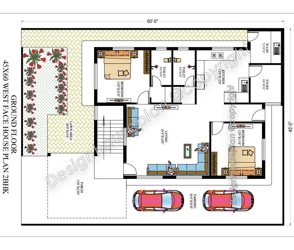 45x60 affordable house design