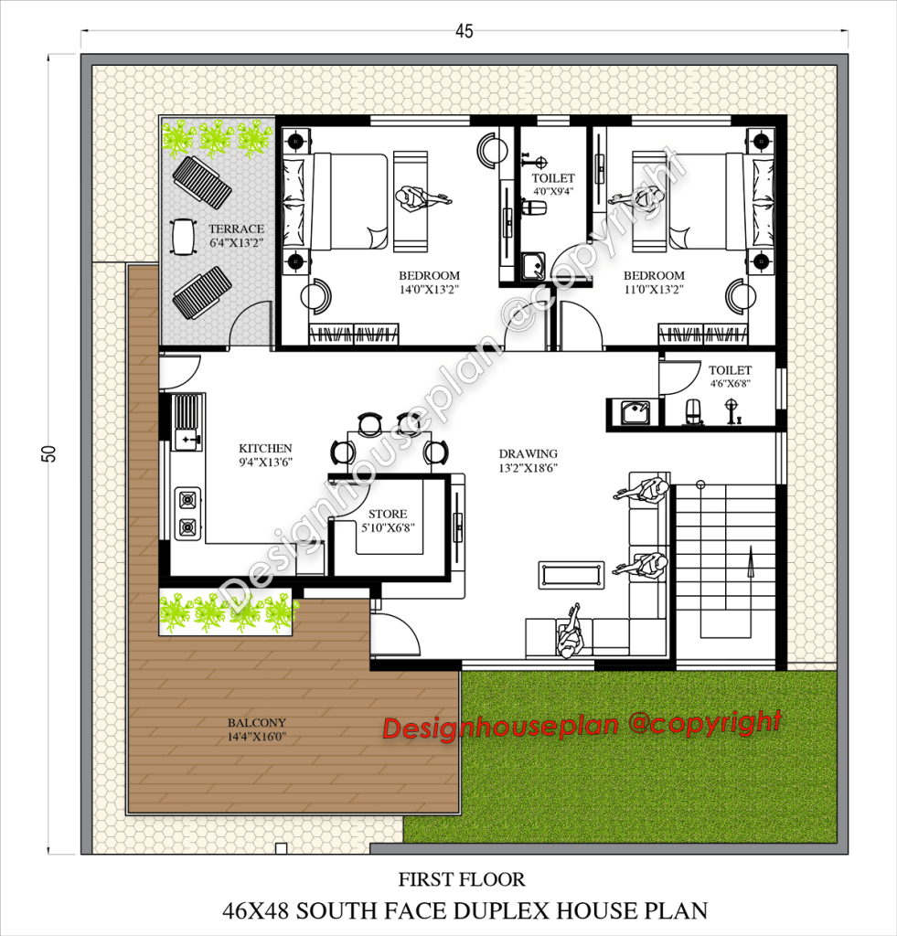 45x50 affordable house design