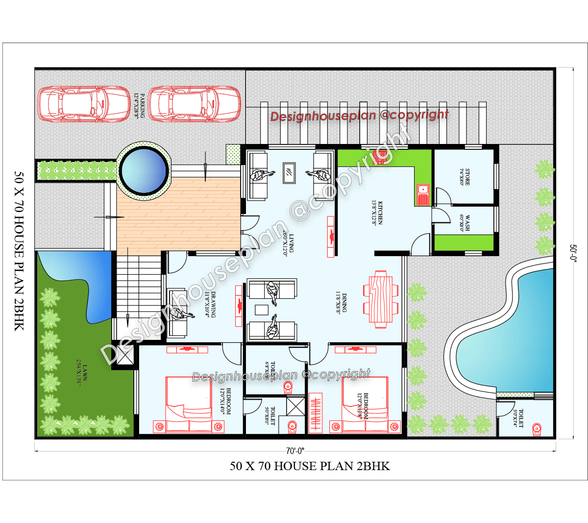 50X70 affordable house design
