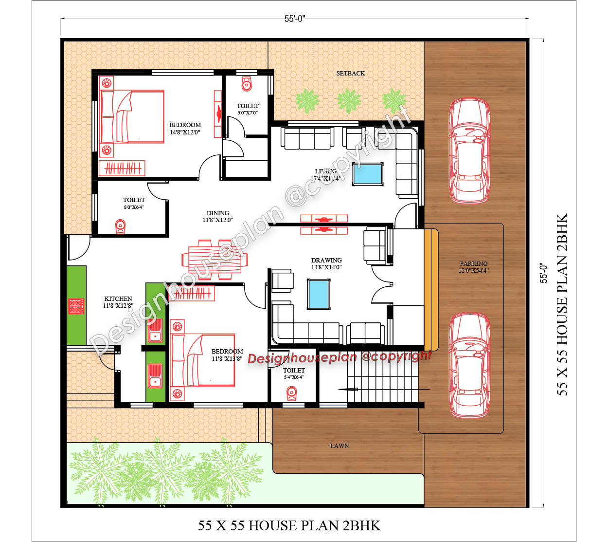 55X55 affordable house design