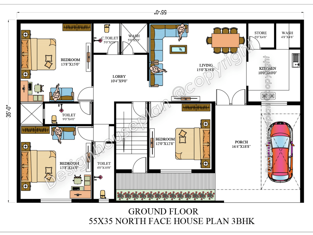 55 x 35 house plan Vastu