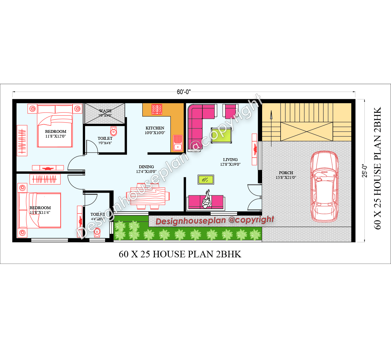60x25 affordable house design