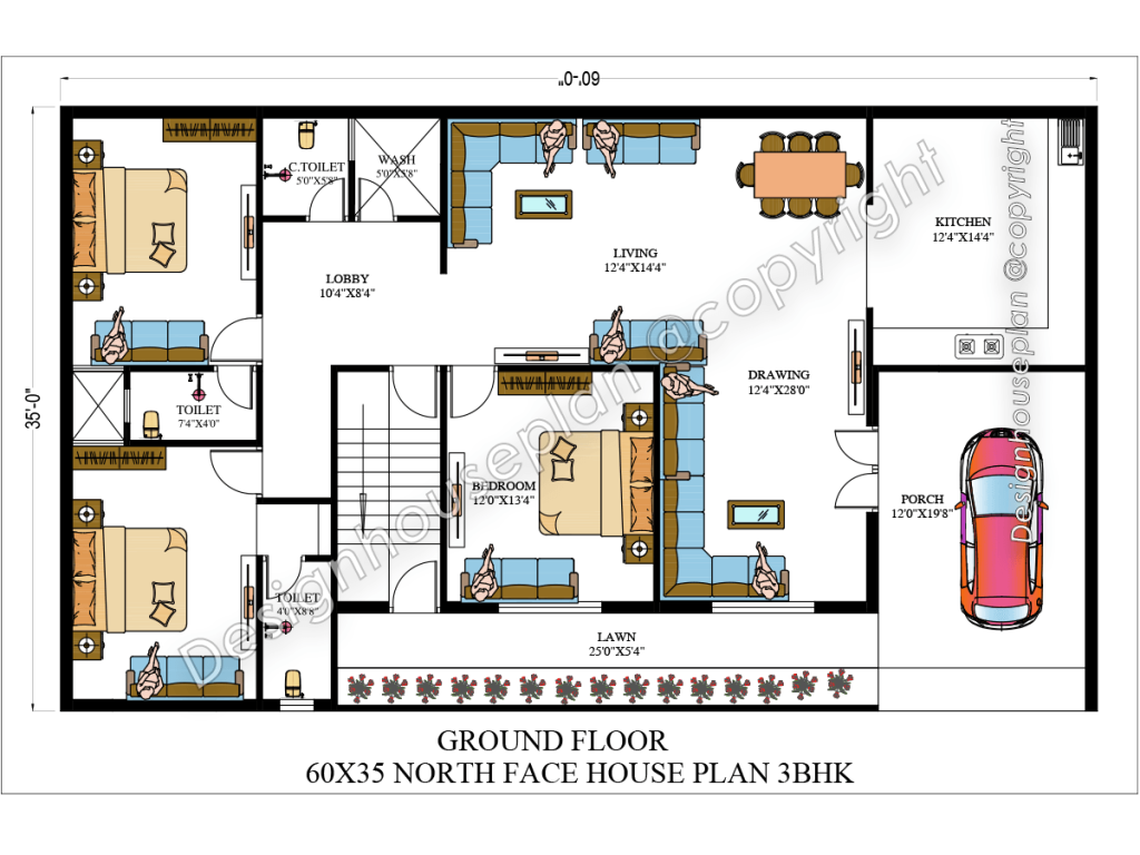 60 x 35 modern house plan Vastu