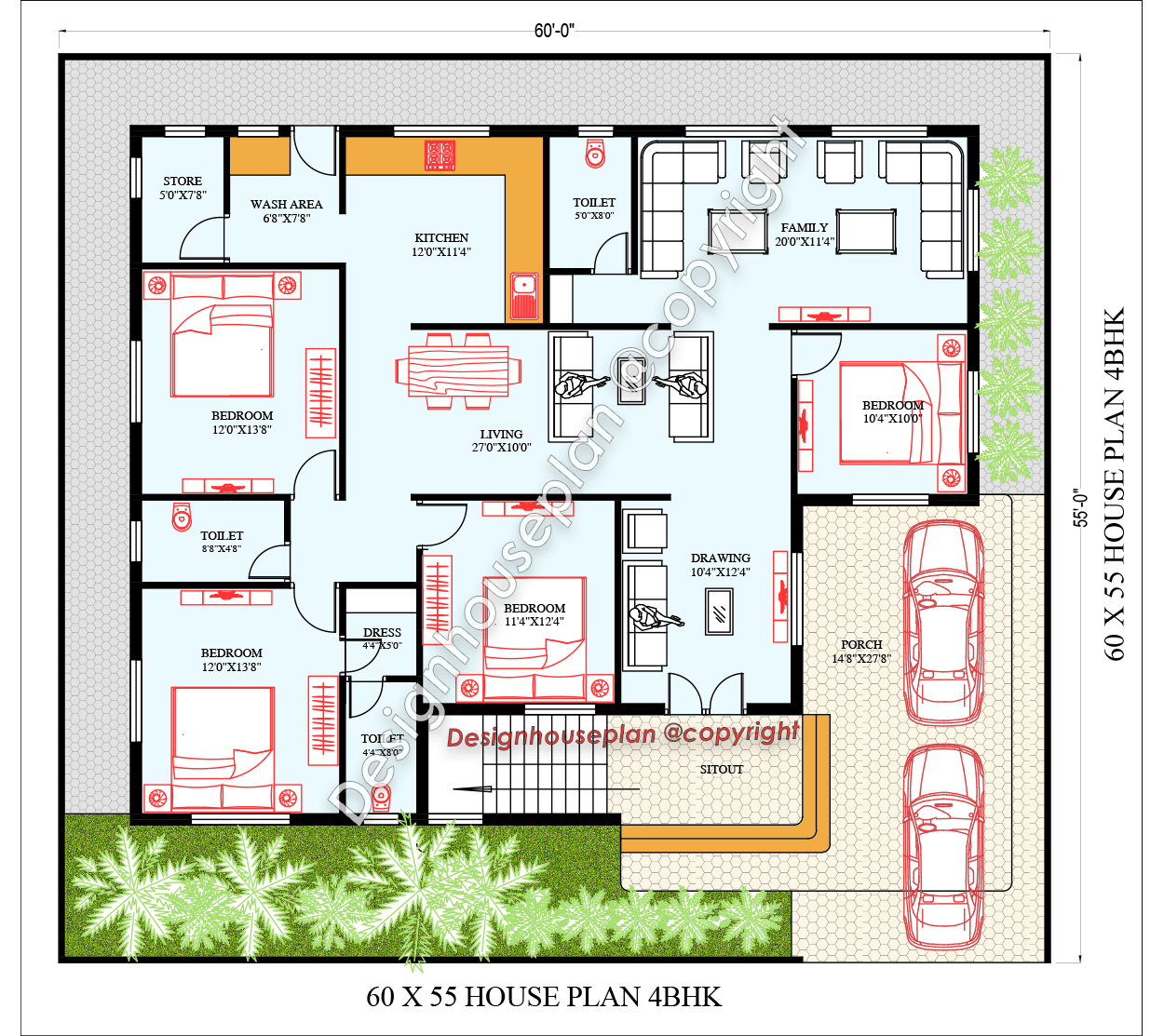 60x55 affordable house design