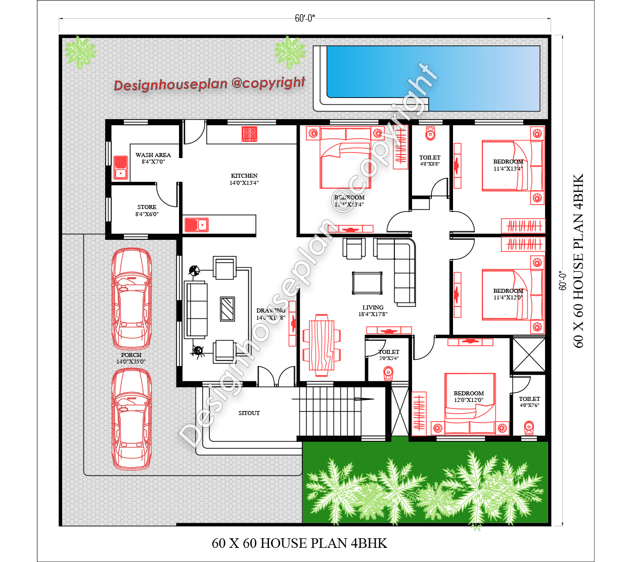 60x60 affordable house design